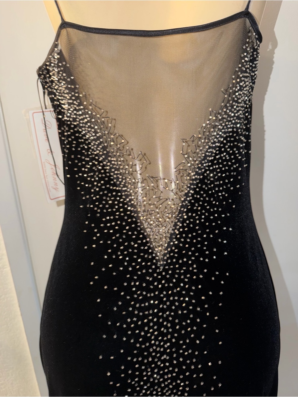 Vintage  Dave and Johnny black Beaded Evening Dress - Size 11/12 - Picture 9 of 10